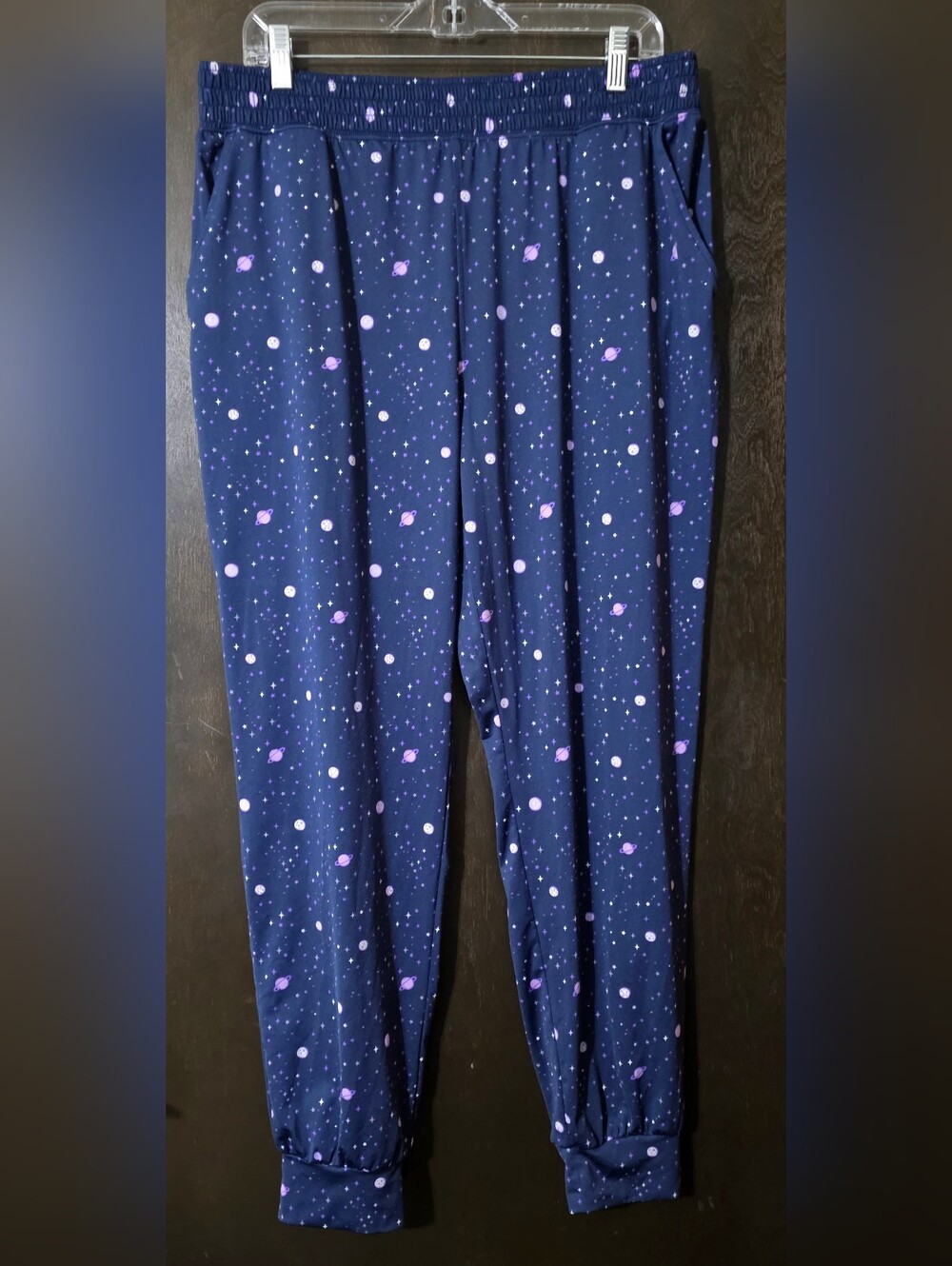 Duluth Trading Co Navy Pajama Pants Purple Planet Print Cooling Unisex Size L